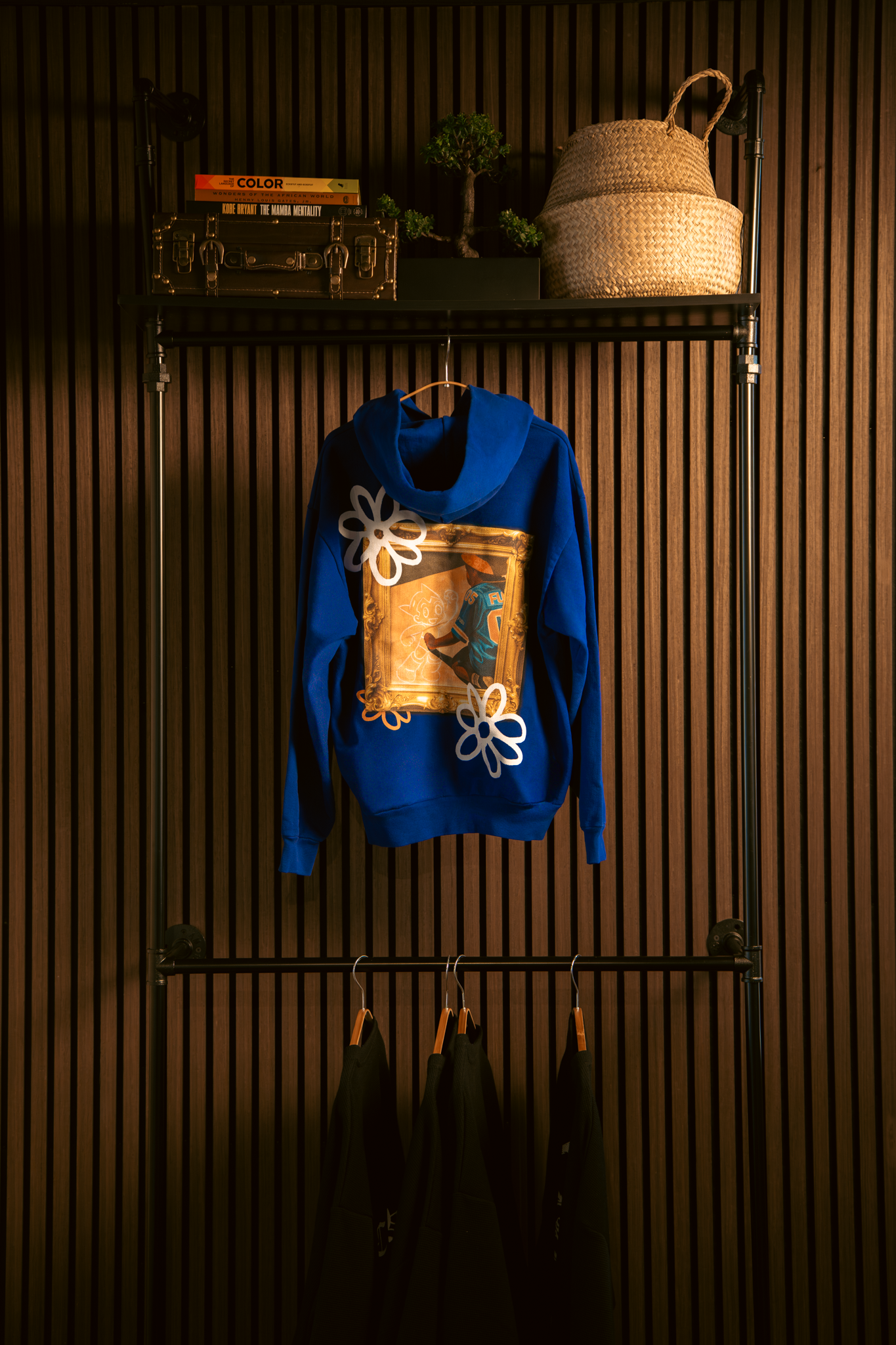 "inside or outside" blue hoodie
