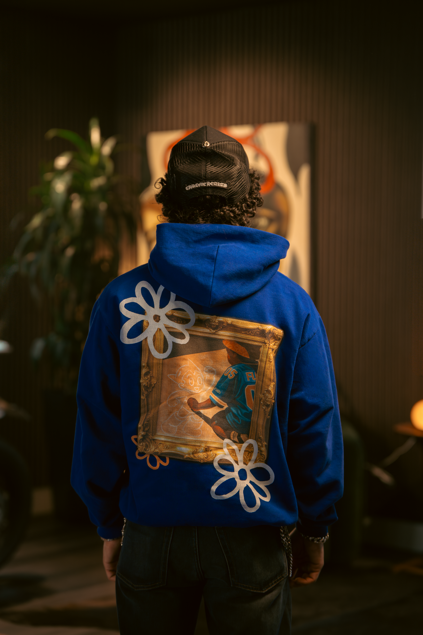 "inside or outside" blue hoodie