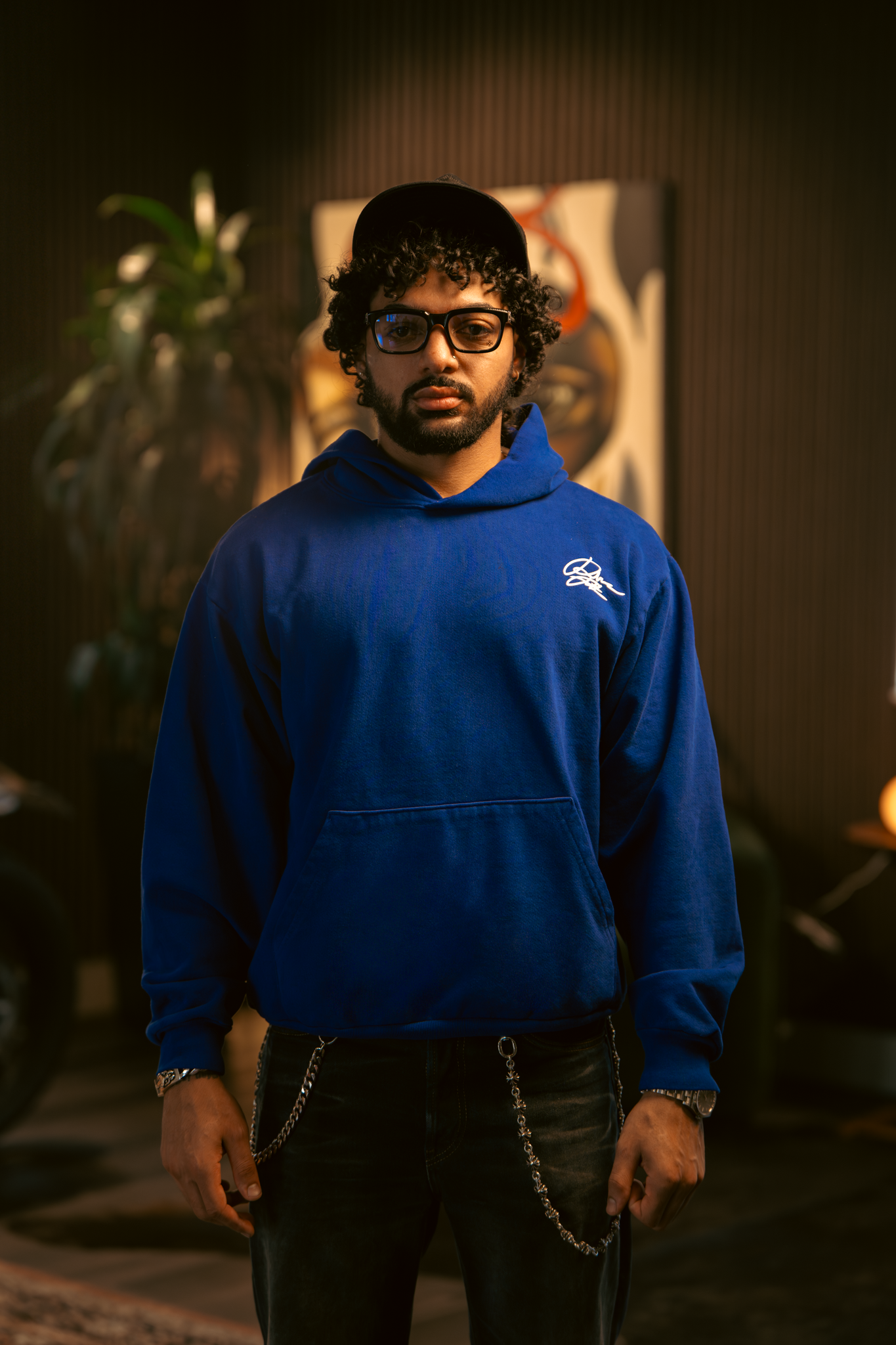 "inside or outside" blue hoodie